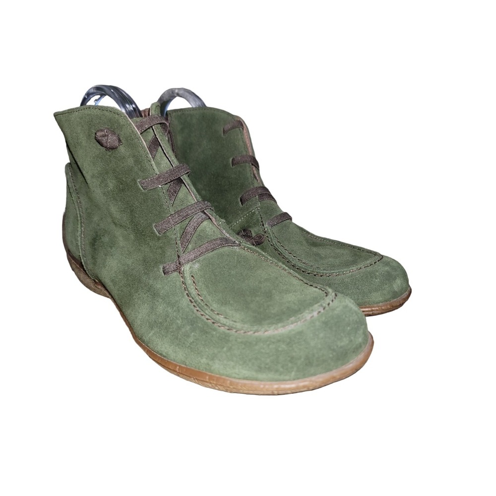 Wonders Womens Green Leather Zip Comfort Ankle Booties Boots Sz 9.5 - 10 US